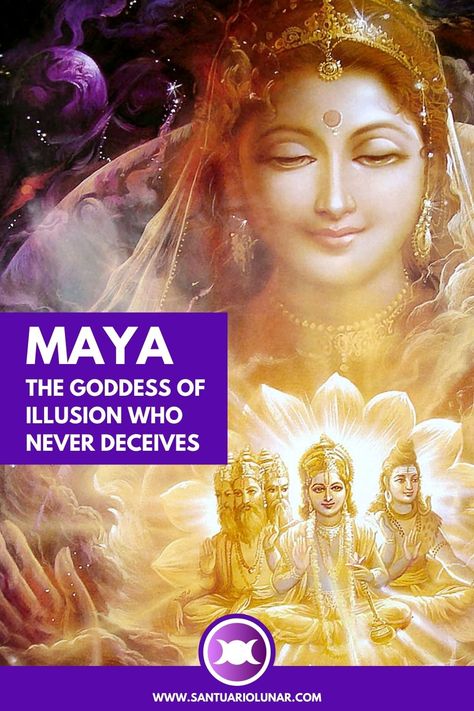 Maya is the manifestation of the illusions that surround us! Only by understanding her, we can reach true reality! #HinduMythology #Mythology Heka God Of Magic, Maya Illusion, Maya Goddess, Anunnaki Gods, Witchy Goddess, The Illusionist, Blue Bus, Hindu Goddess, Divine Mother