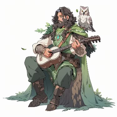 Mountain Man Character Design, Dnd Ranger Rogue, Old Bard Dnd, Druidic Focus Ideas Dnd, Bard Pose Reference Drawing, Dnd Character Design Druid, Way Of Mercy Monk Dnd, Fantasy Chara Design, Gentle Giant Character Design