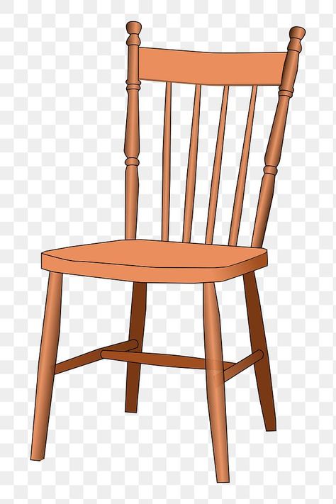 Sticker Furniture, Chair Clipart, Chair Png, Furniture Illustration, Windsor Chair, Clip Art Vintage, Antique Chairs, Wood Chair, Vintage Illustration