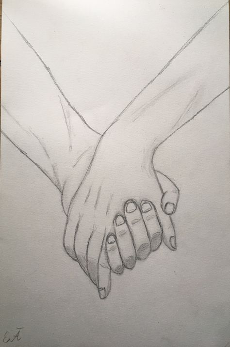 Hands Holding Together Drawing, Hands Holding Hands Drawing, Sketches Of Hands Holding, Sketch Of Holding Hands, How To Draw Holding Hands Easy, Drawings Of Holding Hands, Holding Hands Drawing Sketches, Couple Holding Hands Painting, How To Draw Hands Holding