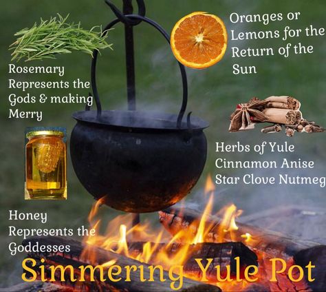 Yule Simmer Pot Spell, Yule Simmer Pot Recipes, Yule Meals, Yule Recipes Pagan, Yule Herbs, Yule Simmer Pot, Witchy Holidays, Wicca Holidays, Winter Solstice Traditions