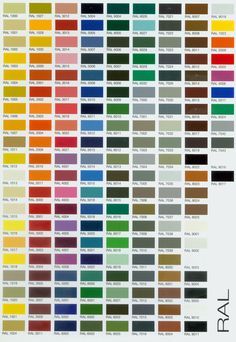 RAL katalog Dulux Exterior Paint Colours, Ral Colour Chart, Pantone Color Chart, Ral Color Chart, Paint Charts, Paint Color Chart, Front Elevation Designs, Pintura Exterior, Automotive Paint