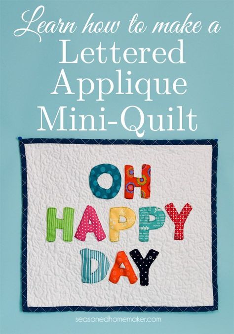 Learn how to make a lettered appliqué mini-quilt. Once you learn the basics, you can say anything! #appliquequilts #appliquewordsonquilts #nameapplique Beginner Sewing Projects Easy, Mini Quilts, Mini Quilt, Love Sewing, Sewing Projects For Beginners, Easy Sewing Projects, Applique Quilts, Sewing For Beginners, Free Sewing