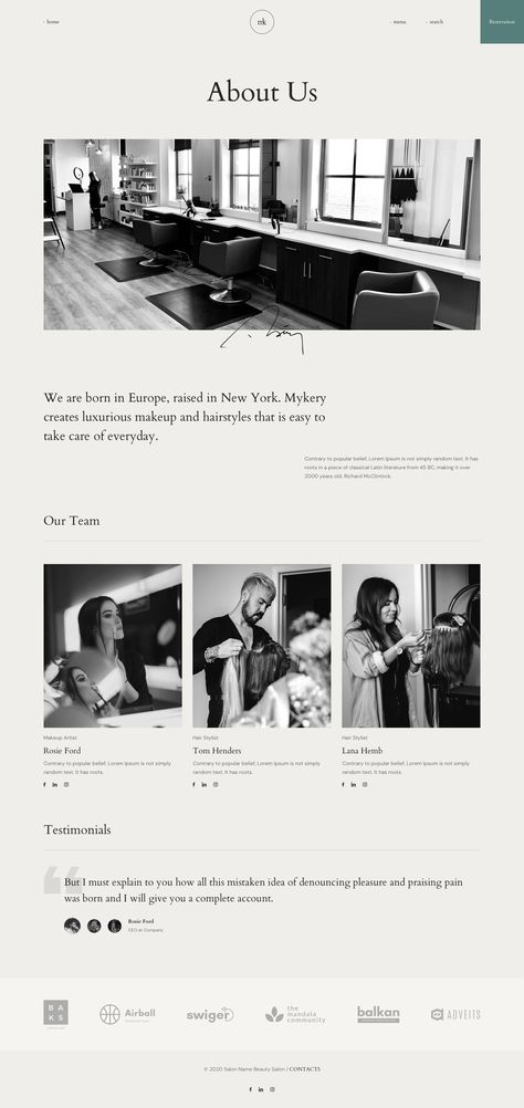 Mykery - Beauty Salon WordPress Theme Hair Salon Web Design, Hair Salon Website Design, Modern Beauty Salon, Website Themes Wordpress, Simple Website Design, Design Motivation, Website Design Wordpress, Beauty Salon Design, Portfolio Website Design