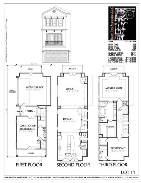 Townhomes, Townhouse Floor Plans, Urban Row House Plan Designers – Preston Wood & Associates Townhouse Floor Plans, Single Level House Plans, Townhouse Plans, Town House Plans, Row House Design, Anchor Cross, Town Homes, Narrow Lot House, Narrow Lot House Plans