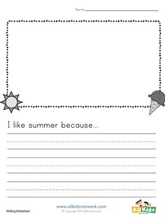 Draw a picture and write about why you like summer. Summer Worksheets, Draw And Write, Draw A Picture, Writing Practice Worksheets, Summer Writing, Worksheet For Kids, Student Drawing, Writing Templates, Printable Activities For Kids