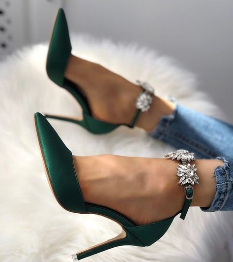 Shoes Women 2022, Wedding Shoes Women, Green High Heels, Spring Heels, Heels Collection, Rhinestone High Heels, Bridal Wedding Shoes, Party Pumps, Green Heels