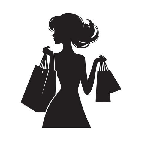 Shopping Girl illustration silhouette style