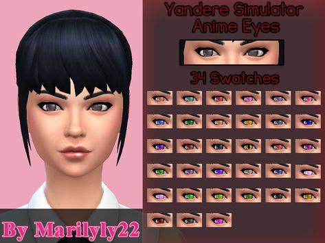 The Sims Resource - [Marilyly22] TS4 - Yandere Simulator Anime Eyes Sims 4 Anime Eyes, Sims 4 Yandere Simulator, Sims 4 Eyes, Cc Eyes, Eyes Shape, Sims 4 Anime, Cartoon Eyes, Sims 4 Characters, Electronic Art