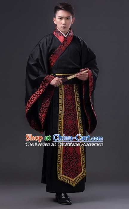 Traditional Chinese Han Dynasty Minister Costume, China Ancient Chancellor Hanfu Clothing for Men Chinese Traditional Dress Men, Performance Clothes, Hanfu Men, Western Outfits Men, Chinese Traditional Dress, Chinese Costume, Couple Costumes, Black Sugar, Tai Chi Chuan