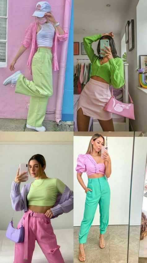 Pastel Outfit Summer, Pastel Outfit Ideas Classy, Pastel Outfits Summer, Colour Blocking Outfit, Ropa Color Neon, Color Outfits, Classy Summer Outfits, Color Combos Outfit, Look Rose