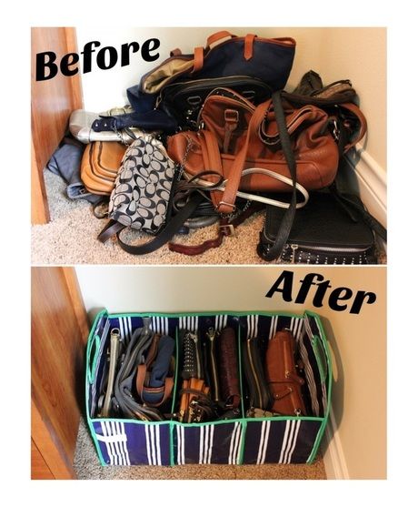 Organizing Purses In Closet, Organizar Closet, Diy Rangement, Purse Storage, Clothes Closet Organization, Handbag Storage, Closet Organization Diy, Closet Makeover, Home Organisation