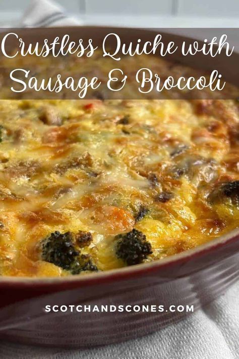 Crustless Quiche With Sausage, Crustless Sausage Quiche Recipes, Broccoli Sausage Quiche, Sausage Quiche Recipes Crustless, No Pastry Quiche, Crustless Quiche Muffins, Quiche With Sausage, Sausage Quiche Recipes, Crustless Broccoli Quiche