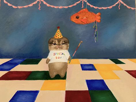 soap on Twitter: "No one showed up to his birthday party… " Avatar Picture, Girl Artist, Cat Birthday, Cat Painting, Pics Art, Funky Art, Cute Cartoon Wallpapers, Wall Collage, Interesting Art