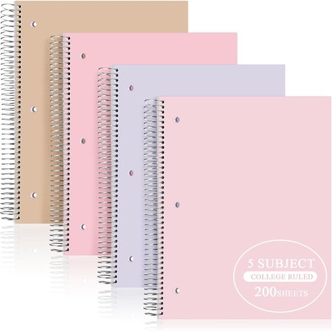 PRICES MAY VARY. Enough Quantity: the package includes 4 pieces of spiral notebooks college ruled in 4 pastel colors, ideal not only for individual use, but also for educational institutions, enterprises, or families, and the rich colors complement various personal styles and aesthetics, presenting a pleasing visual experience to users Quality and Durable Design: the spiral notebook 5 subject is crafted with a poly plastic cover, ensuring durability and longevity; This robust construction safegu 5 Subject Notebook Aesthetic, Kawaii School Supplies Notebooks, School Notebooks Aesthetic, School Supplies Cute, Notebooks Aesthetic, Aesthetic Notebooks, Pastel Notebook, Notebooks For School, Waterproof Notebook