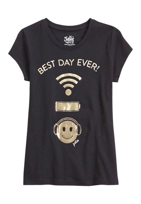 Best Day Ever Graphic Tee (original price, $12.00) available at #Justice Fashion Decades, Fashion Design Drawing, Fashion For Girls, Shop Justice, Justice Clothing, Justice Shirts, Girls Graphic Tee, Shirt Print Design, Tween Outfits