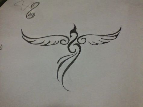 33 Minimalist Phoenix Tattoo Ideas: The Phoenix is a symbol of a third-stage Scorpio. These Scorpios exercise power through love,  healing and transformation. The Phoenix represents a Scorpio who has been transformed, and has reached deep within him/herself to embrace the more subtle, mystical qualities of the soul, rather than ones ego, and in result soar to spiritual heights like a bird on the wing. Simple Phoenix Tattoo, Small Phoenix Tattoos, Phoenix Bird Tattoos, Phönix Tattoo, Kunst Tattoos, Phoenix Tattoo Design, Geniale Tattoos, Initial Tattoo, Phoenix Tattoo