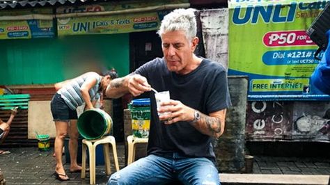 'PARTS UNKNOWN.' Anthony Bourdain eats halo-halo for the Manila episode of 'Anthony Bourdain: Parts Unknown.' Photo courtesy of CNN Anthony Bourdain Parts Unknown, Unforgettable Quotes, Solo Traveling, Asia Argento, Parts Unknown, No Reservations, Life Mission, Halo Halo, Best City