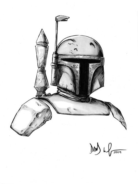 Boba Fett Tattoo, Mandalorian Tattoo, Head Sketches, Star Wars Art Drawings, Art Journal Cover, Star Wars Drawings, Beautiful Scenes, Fantasy Drawings, Star Wars Tattoo