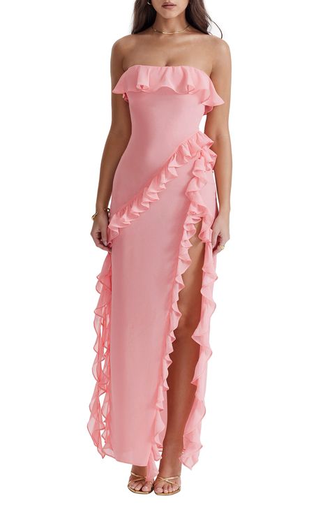 HOUSE OF CB Sarina Ruffle Strapless Maxi Dress available at #Nordstrom House Of Cb Ruffle Dress, Strapless Maxi, Strapless Maxi Dress, House Of Cb, Ruffle Dress, Ruffles, Prom, Nordstrom, Maxi Dress