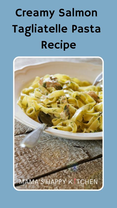 This creamy salmon tagliatelle pasta recipe looks like it would be difficult to make, but it isn't at all. Salmon is one of my favorite dishes. I love it in all forms, and I am always looking for ways to make pasta dishes with it. This dish is almost like an alfredo sauce, but with a mixture of cream cheese and heavy whipping cream instead of the cr�me fra�che�(or double cream). Herbs like dill and parsley enhance the overall flavor profile, giving the dish a sophisticated touch. Salmon Tagliatelle, Creamy Salmon, Tagliatelle Pasta, Make Pasta, Double Cream, Whipping Cream, Alfredo Sauce, Heavy Whipping Cream, Creamy Sauce