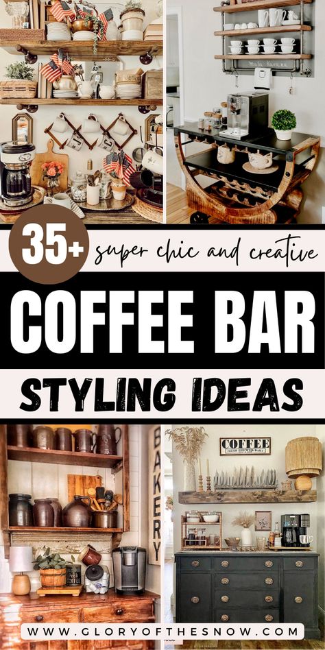 Explore the best creative home coffee bar ideas for small spaces. Home coffee station ideas, coffee bar decor, coffee bar design, coffee bar ideas kitchen counter, coffee bar set up, coffee bar station, coffee station ideas countertop, modern coffee bar ideas, coffee bar ideas for kitchen, coffee bar ideas for home, small coffee bar ideas, coffee station cabinet, coffee bar hutch, shelves for coffee bar, coffee nook ideas, built in coffee bar, kitchen coffee bar cabinets. Shelves For Coffee Bar, Coffee Bar Ideas For Home, Coffee Bar Cabinets, Modern Coffee Bar Ideas, Coffee Station Ideas Countertop, Coffe Bar Decor, Hutch Coffee Bar, Home Coffee Bar Ideas, Built In Coffee Bar