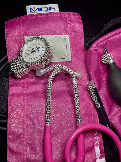 Bling Medical Gift Set, MDF Calibra Suite Kit with Maxima Crystals Stethoscope, Glitter Blood Pressure Cuff & Pen Light by BlingbyKey on Etsy Bling Stethoscope, Nursing School Inspiration, Nursing Goals, Medical School Life, Nursing School Motivation, Nurse Inspiration, Nurse Aesthetic, Sparkly Accessories, Blood Pressure Cuff