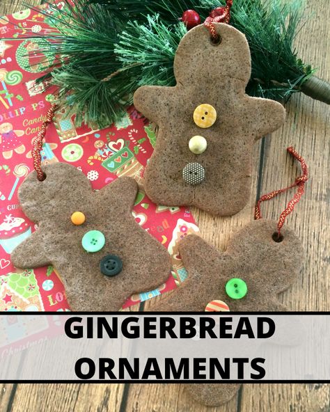 Make your own homemade ornaments this year with this super easy dough ornament DIY! These ornaments not only look like gingerbread men but they SMELL like gingerbread too! These are such a fun at home Christmas activity for kids! They're easy to customize with fun buttons, ribbons and more and will be fun to hang on the Christmas tree year after year! Christmas Ornaments Unique, Salt Dough Christmas Ornaments, Scented Ornaments, Craft Ideas Christmas, Easy Ornaments, Christmas Decoration Diy, Gingerbread Diy, Salt Dough Ornaments, Diy Christmas Ornament