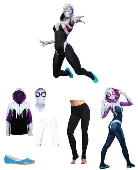 Spider-Gwen Costume | Carbon Costume | DIY Dress-Up Guides for Cosplay & Halloween Diy Ghost Spider Costume, Ghost Spider Costume, Gwen Costume, Spider Gwen Costume, Radioactive Spider, Holiday Boards, Spiderman Birthday Party Decorations, Spider Gwen Cosplay, Mom Halloween Costumes