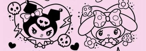 Kuromi Outline Drawing, My Melody And Kuromi Tattoo Ideas, Matching Tattoos Sanrio, My Melody And Kuromi Matching Tattoos, Kuromi And Melody Tattoo, Kuromi And My Melody Matching Tattoo, Matching Sanrio Tattoos, Kuromi My Melody Tattoo, My Melody And Kuromi Tattoo