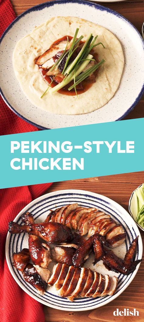 Peking Duck Inspired Chicken Couldn't Be Any EasierDelish Peking Chicken Chinese, Peking Chicken Recipe, Peking Chicken, Chinese Roast Duck, Peking Duck Recipe, Chinese Meals, Syrian Food, Chicken Tonight, Chinese Takeaway