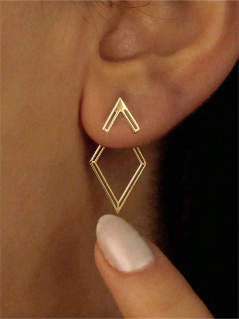 Golden  Collar  Copper   Embellished   Women Fashion Jewelry Geometrical Jewelry, Stud Drop Earrings, Women Stud Earrings, Fashionable Earrings, Unique Earring, Golden Copper, Womens Earrings Studs, Golden Jewelry, Golden Earrings