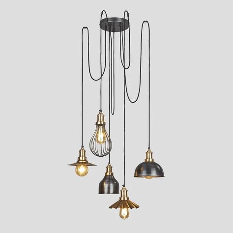 Industrial Modern Lighting, Kitchen 2022, Wire Spider, Vintage Style Bathroom, Spider Pendant, Cluster Chandelier, Lounge Lighting, Vintage Bulbs, Lighting Gifts