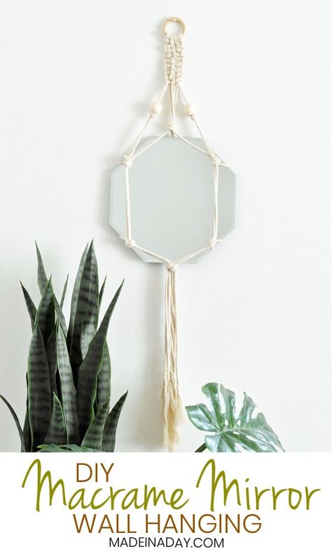 Bedroom Design Bohemian, Macrame Mirror Wall Hanging, Diy Macrame Wall Hanging, Bohemian Mirror, Mirror Holder, Diy Bohemian, Mirror Wall Hanging, Bohemian Macrame, Macrame Mirror