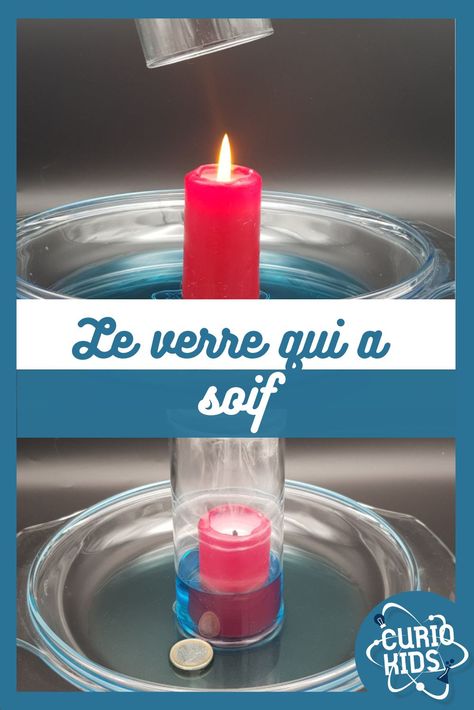 L'expérience scientifique de l'eau qui grimpe dans un verre grâce à une bougie. Une expérience facile à réaliser à la maison avec les enfants ou en classe avec ses élèves. Pour apprendre comment la température affecte le volume de l'air, et les variations de pressions. Panda Activities, Science Experience, Water Candle, Glass Of Water, Elementary School Students, Science Experiment, School Children, Fun Science, Sensory Play