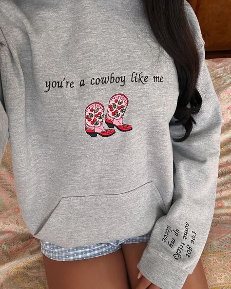 tricks up my sleeve hoodie 🍒 #taylorswift #swiftie #evermore #cowboylikeme Cowboy Like Me Sweatshirt, Embroidered Hoodie Diy, Cowboy Like Me, Hoodie Diy, Cow Boy, Embroidered Hoodie, Multiple Color, Cut And Color, Sweat Shirt