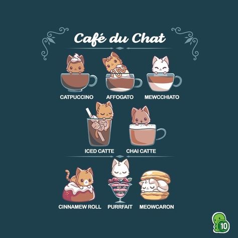 TeeTurtle (@teeturtle) • Instagram photos and videos Cute Wolves, Bunnies Cute, Pet Cafe, Spooky Coffee, Puns Funny, Kitty Cafe, Chibi Cat, Cat Doodle, Arte Van Gogh