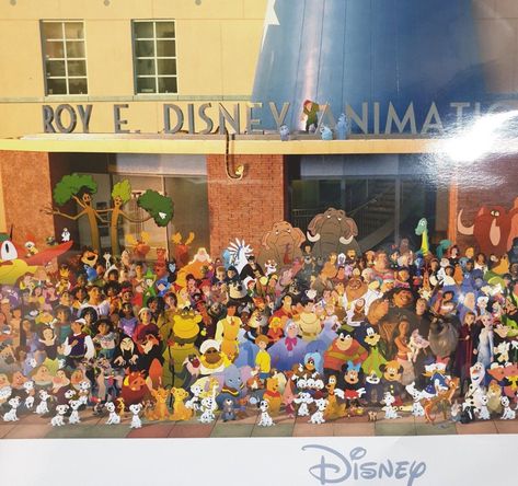 Once upon a studio photo with all characters Pixar Animation, Disney World Rides, Oswald The Lucky Rabbit, Princesa Peach, Disney 100, Disney Memories, Animation Studios, Disney Magic Kingdom, Walt Disney Animation