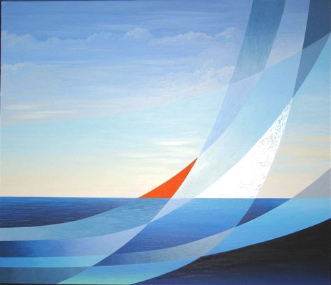 painting Abstract Nautical Art, Teal Painting, Abstract Decorative Painting, Sailing Art, Sailboat Art, Maritime Art, Sailboat Painting, Boat Art, Abstract Geometric Art