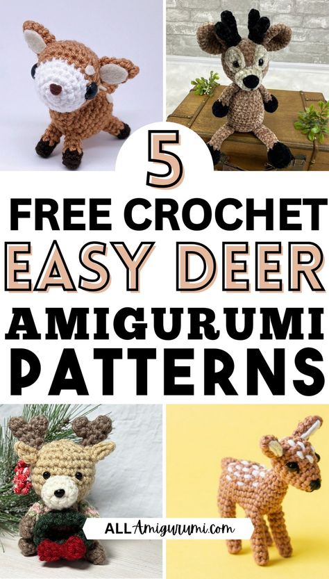 Crochet Deer Amigurumi Patterns Free Crochet Deer Pattern, Deer Crochet Pattern Free, Crochet Deer Pattern Free, Crochet Deer Pattern, Deer Amigurumi, Crochet Beer, Crochet Deer, Popular Crochet, Crochet Xmas