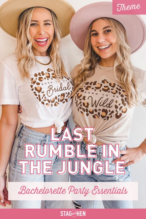 Let's get WILD! It's the bride's last rumble in the jungle and we have everything you need to celebrate, party animals! Load up on animal-print bachelorette party shirts, cups and can coolers and pair with coordinating decorations for the perfect bachelorette weekend theme. Welcome To The Jungle Bachelorette, Safari Themed Bachelorette Party, Leopard Print Hen Party Theme, Rumble In The Jungle Bachelorette Party, Animal Bachelorette Party, Non Traditional Bachelorette Party, Last Rumble In The Jungle Bachelorette, Safari Bachelorette Party, Jungle Bachelorette Party