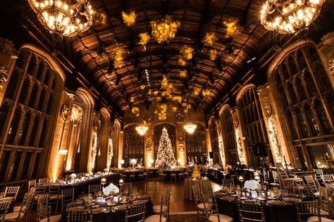 Christmas Ballroom Aesthetic, Christmas Ballroom Decor, Christmas Wedding Aesthetic, Christmas Ballroom, Ballroom Aesthetic, Malfoy Manor, Vampire Character, Chicago Christmas, Castle Home