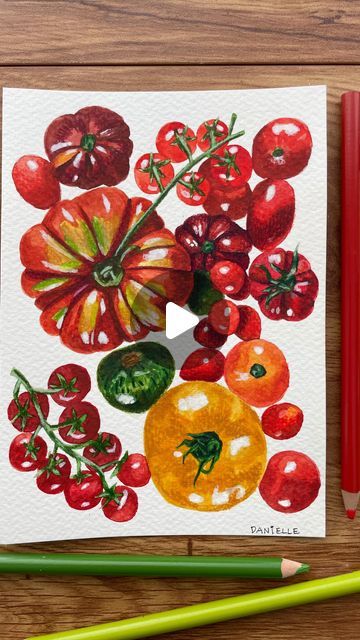 Danielle Oberfoell 🦦 on Instagram: "Today’s painting: tomatoes 🍅✨
I guess I’m in a food painting phase?
.
.
.
#art#artist#painting#watercolor#paintwithme#wip#tomatoes#foodstudy#paintingstudy#create#fyp#foryou#watercolorpainting#artbydvo#hashtag" Watercolor Tomatoes, Watercolor Food, Food Painting, Painting Watercolor, Artist Painting, Oil Pastel, Art Artist, Tomatoes, A Food