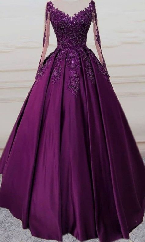 Barbie Gowns For Women Indian, Royal Purple Ball Gown, Dark Purple Quinceanera Dresses, Purple Ball Gown, Sweetheart Evening Dress, Dark Purple Dresses, Sleeved Velvet Dress, Purple Evening Dress, Velvet Evening Dress