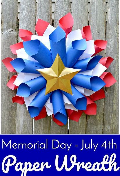 patriotic wreath memorial day july 4th Memorial Day Decorations, Flag Crafts, Memorial Day Wreaths, Blue Crafts, Paper Wreath, Patriotic Crafts, Patriotic Party, 4th Of July Decorations, Patriotic Holidays