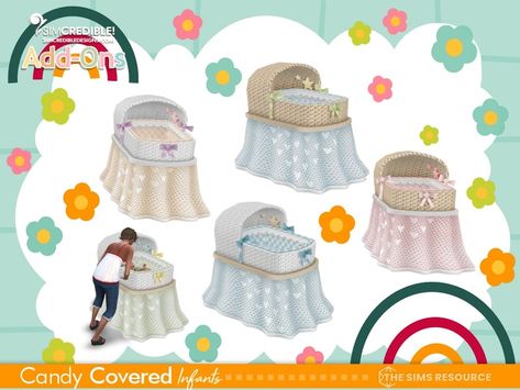 The Sims Resource - Candy Covered Infants- Crib Sims 4 Beds, Newborn Bassinet, Baby Table, Sims 4 Clutter, Sims 4 Children, Toddler Stuff, Toddler Beds, Faux Fur Rug, Zara Mini