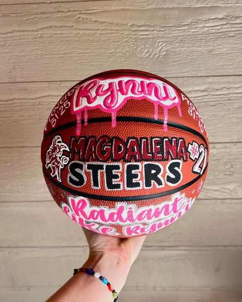 Painted basketballs lately! #handpaintedbasketball #custombasketball #basketballgift #coachgift #basketballs How To Paint A Basketball, Painted Basketball, Basketball Art, Basketball Gifts, Custom Basketball, Custom Fans, Senior Night, A Basketball, Coach Gifts