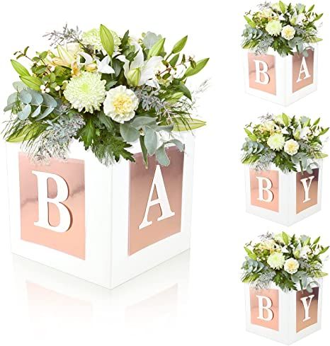 Baby In Bloom Gender Reveal, Flower Box Centerpiece, Diy Baby Shower Centerpieces, Baby Shower Box, Shower Box, Table Centerpiece Decorations, Its A Girl, Baby In Bloom, Its A Boy