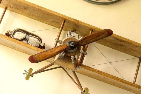 Airplane Shelf, Steampunk Home Decor, Wood Phone Holder, Wood Working Projects, Wooden Plane, Aviation Decor, Kids Shelves, Airplane Decor, Chair Design Wooden