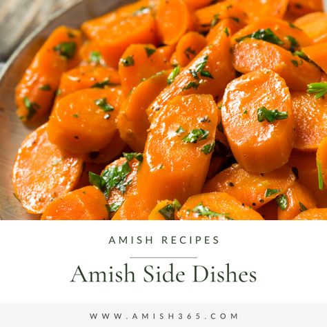 Side dish of Amish copper pennies - sliced carrots Der Dutchman Recipes, Amish Vegetable Recipes, Amish Recipes Authentic, Marinated Carrots, Amish Food, Amish Lifestyle, Amish Chicken, Vegetable Salads, Cooks Country Recipes